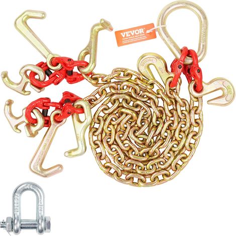 Chaîne de Remorquage à Crochets RTJ, Capacité de Charge 4898 kg, Chaine Bride V de Remorque G80 avec Crochet de Préhension, 8 mm x 90 cm, pour Dépannage, Transport, Dépanneuse, Camion à Plateau (1/5)