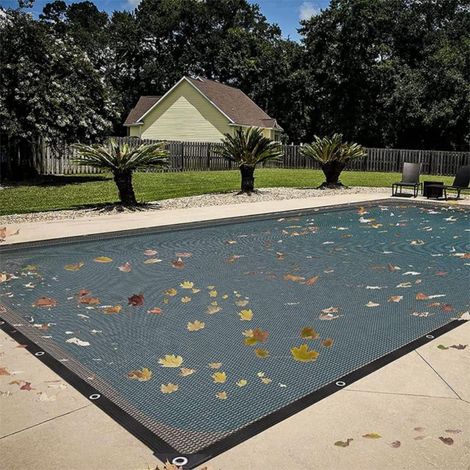 Red de seguridad para piscinas de 5x10 m, cubierta protectora para piscinas enterradas y elevadas, malla fina, resistente a la intemperie y a los rayos UV, cubierta de invierno para piscinas de uso ex (1/5)