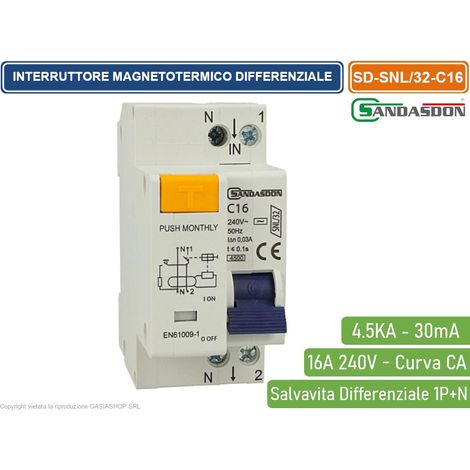 Interruttore Magnetotermico Differenziale 1P+N-C16 M2 (1/4)