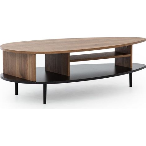 Couchtisch Wohnzimmertisch in Eiche Nb. mit Stauraum VAREDO-132 Wohnzimmer Möbel im modernen Vintage Design, B/H/T ca. 119,2/37/62,3 cm (1/5)