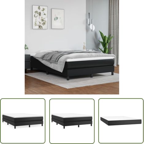 The Living Store Boxspringbett mit Matratze Schwarz 140x200 cm Kunstleder - Boxspringbett - Doppelbett - Bettenrahmen - Kunstlederbett - Schwarzes Bett (1/5)