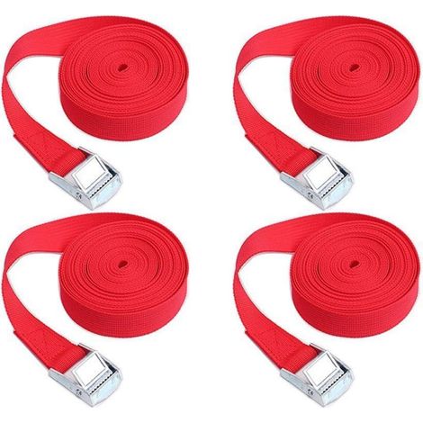 4er Set Zurrgurte mit Ratsche, 1m x 25mm, Rot, für Gepäck & Transport