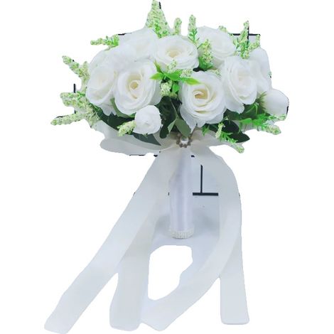 Ramo de novia, rosas de seda, accesorios hechos a mano, blanco. (1/2)