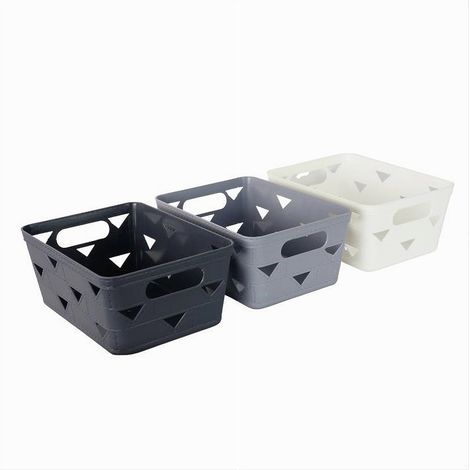 TRADE SHOP - Set 2pz Cesto Cestino Portatutto Oggetti Organizer Rettangolare 20x14.7x9cm 10713 - (1/2)