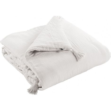 OUREA - Chemin de Lit 90x200cm Capitonné Gaze de Coton Chantilly