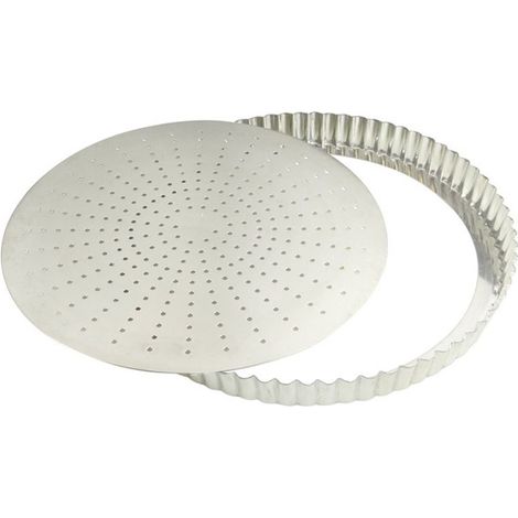 Pastel de carne acanalado perforado de 28 cm con fondo desmontable - Hoja de hierro - Gobel