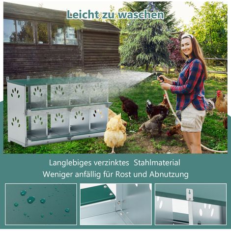 Nid à poules 8 cavités en métal pour ponte, boßte de ponte murale pour poules et hens, ventilation robuste, nichoir de poulailler (1/5)