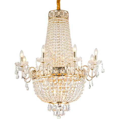 Grosser Kristall Kronleuchter 10 flammig Gold Ø80 cm Luxus Haengeleuchte klassisch elegante Deckenlampe fuer Wohnzimmer Esszimmer hohe Decken