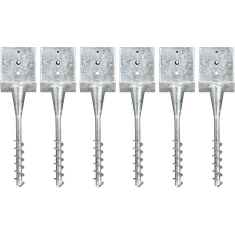 Picas de tierra 6 uds acero galvanizado plateado 14x14x58 cm vidaXL