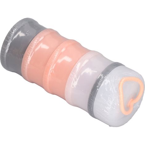 Distributeur de lait en poudre empilable à 3 niveaux, contenant portable pour le rangement des en-cas et des préparations pour nourrissons, idéal pour les voyages et les activités de plein air (rose). (1/5)