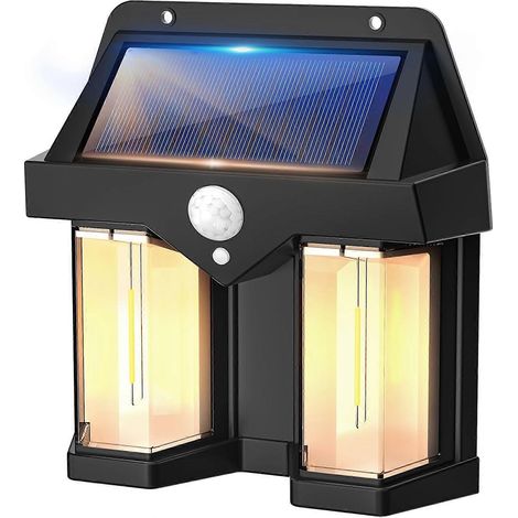 Solar-Wandleuchte mit Bewegungsmelder, IP65 wasserdichte Außenleuchte, 3 Beleuchtungsmodi, 1 Stück