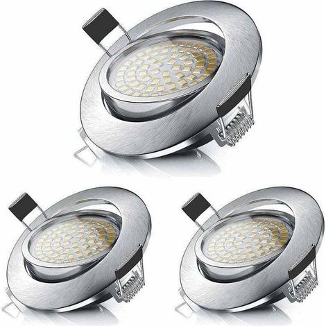 5-W-LED-Einbaustrahler (entspricht 50 W), warmweiß (3000 K), 470 lm, verstellbar, Schutzart IP44, geeignet für Badezimmer, Wohnzimmer, Flur und bis zu 3 Räume, Schutzklasse A