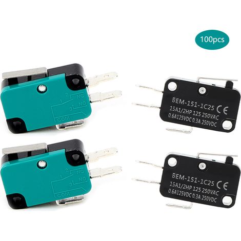 100 Stück BEM-Mikroschalter 250 V AC 15 A, automatischer Rückstellmodus, elektrische Geräte 151-1C25 (1/5)