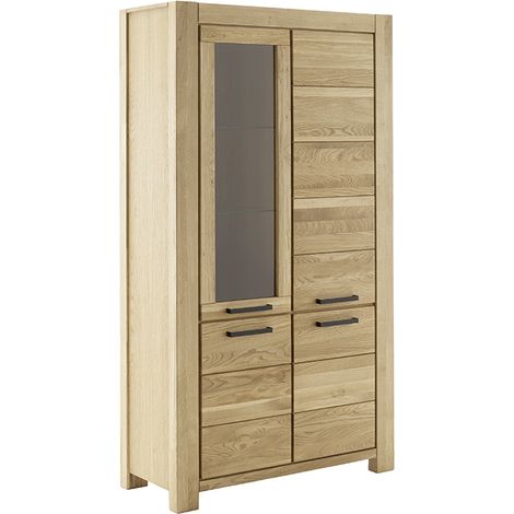 Vitrine 1 porte vitrée coloris chêne naturel - Longueur 109 × Profondeur 45 × Hauteur 199 cm. (1/5)