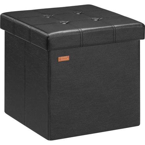 CASARIA® Hocker mit Stauraum Faltbar Deckel Gepolstert 38x38cm Klein Schlafzimmer Wohnzimmer Flur Sitzhocker Fußhocker Polsterhocker M - schwarz