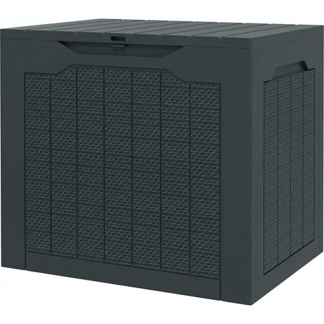 Coffre de rangement extérieur 93L avec poignées encastrées, malle de rangement extérieur étanche 56 x 41 x 50 cm, gris foncé
