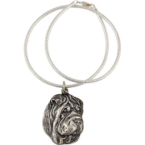 Collana con ciondolo a forma di serpente Shar Pei, gioiello unico per gli amanti dei cani, esclusivo ciondolo a forma di serpente di Art-Dog (1/5)