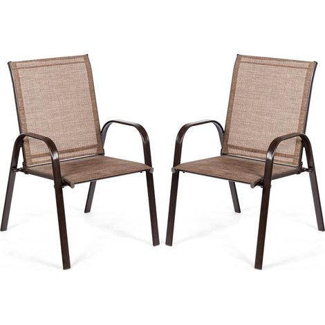 Set di 2 sedie da giardino da patio 56 x 72 x 90 cm con braccioli curvi design moderno in metallo marrone 200011296