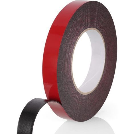 Scotch Extra Starkes doppelseitiges Klebeband, 1 Rolle (5 mm x 10 m), schwarze PE-Schaumfolie, rotes, wasserfestes und extrem hitzebeständiges Montageband für Auto, Haushalt und Büro (1/5)