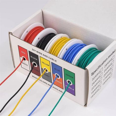 Fil Électrique - Silicone Flexible 22 AWG - Cuivre Étamé Toronné - Pour Projets Électroniques et Modélisme - 5 M × 2 (1/5)