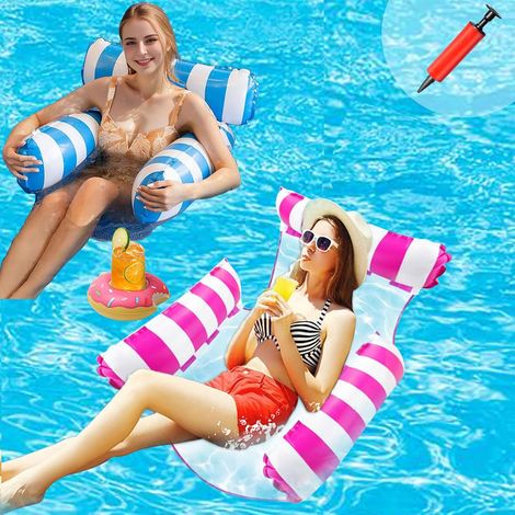 Bouée Piscine Adulte 2 Stück Pool-Hängematte 4-in-1 Schwimmende Hängematte Aufblasbare Pool-Hängematte Aufblasbarer Pool-Schwimmer Faltbare Aufblasbare Pool-Liege (1/5)