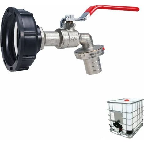 Adaptateur de réservoir IBC Connecteur à filetage, Robinet Cuve 1000L Robinet Recuperateur Eau De Pluie, Robinet Sortie Raccord Vanne Robinet Raccords De Tuyau D'arrosag (1/5)