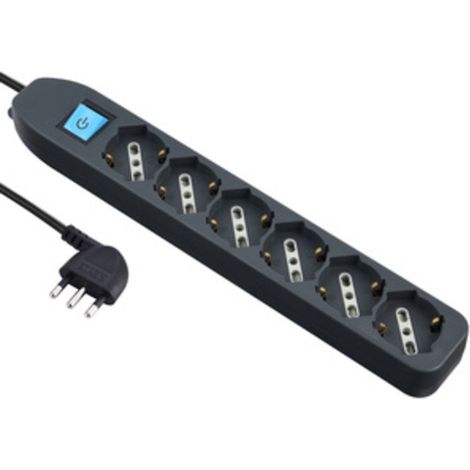 1PZ MULTIPRESA 6PRESE BIPASSO/SCHUKO + INTERRUTTORE NERA FIGURA 4