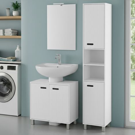 Set bagno con mobile sottolavabo 60 cm e colonna bianco Fast (1/5)