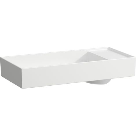 Vaso per lavabo KARTELL 750 x 350 mm, con sponda per rubinetteria senza troppopieno, senza foro per rubinetteria bianco LAUFEN (1/4)