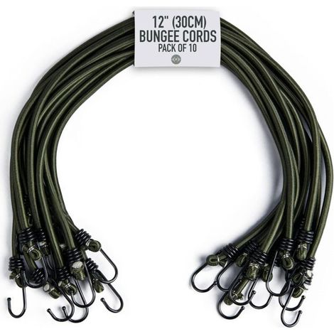 30 cm (12 Zoll) Spanngurte – 10er-Pack – Spannhaken – Gummiseile mit Haken für Gepäck, Dachgepäckträger, Camping – UV- und witterungsbeständig (1/5)