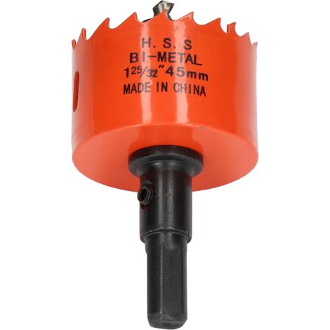 Lochsägebohrer Scharfe Zähne Einfache Spanabfuhr HSS-Lochschneider mit hoher Härte und Dorn für Holz und Metall 1‑25/32 Zoll (45 mm) (1/5)
