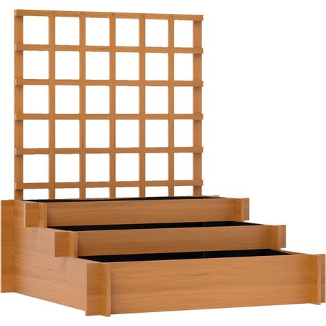 CHICFURN Fioriera rialzata con traliccio 95x95x110 cm in legno marrone, 3 livelli (1/5)