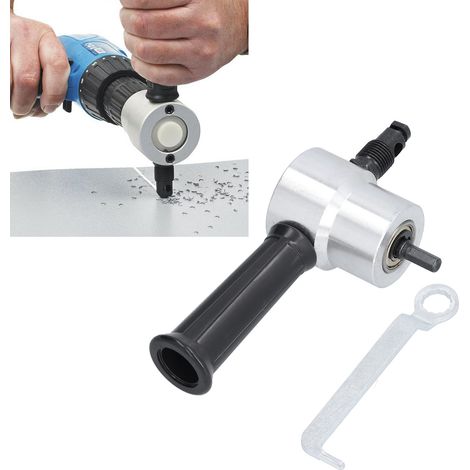 Nibbleuse à Métal Double Tête pour Perceuse, Kit de Découpe Droite et Courbe avec Outil Adjustable (1/5)