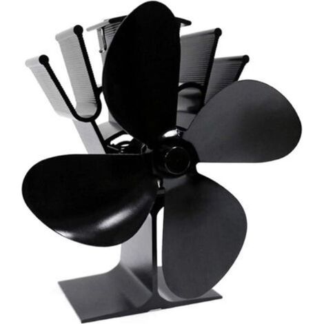 Ventilateur de poêle à bois Hot Blast à 4 pales, économie de combustible, chauffage écologique (noir) (1/5)