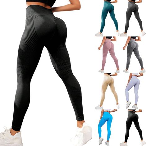 riou Women's 3D Anti-Cellulite Leggings Compession 3D Slimming High Waisted Seamless Sports Pants for Running Yoga Fitness Sport Pants (1/5)