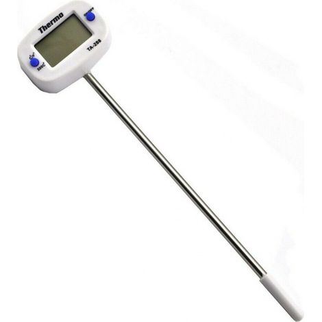 White electronic kitchen thermometer, probe thermometer, water thermometer, high-temperature oil thermometer, high-precision, waterproof, fast response time
