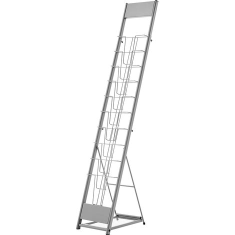 Prospektständer mit 10 Fächern, Metall-Bodenständer, für Zeitschriften, Kataloge und Zeitungen, ideal für Geschäfte, Wohnzimmer und Büros. (1/5)