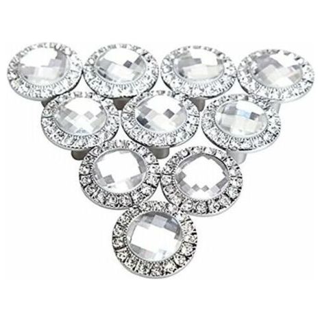 10pcs 30mm Bouton Porte Ronde Argent 30mm Poignée Cristal Scintillant Strass Bouton de Poignée Armoires de Cuisine Cabinet Portes tiroirs Boutons (1/5)