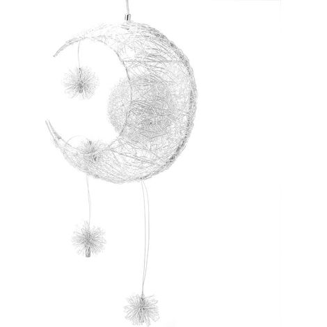 LED Suspension Luminaire Moderne Lustre Lune Étoiles Lumière Plafonnier avec 5 Ampoules Ø25CM Lumière Blanche Froide - 1Pcs
