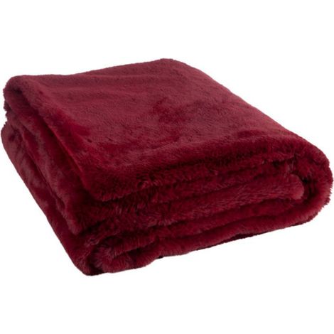 Plaid Imitation Fourrure "Cutie" 130x180cm Bordeaux (1/4)