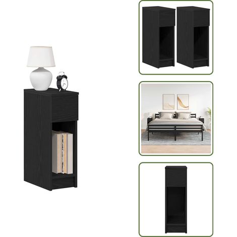 vidaXL Nachttische mit Schublade 2Stk. Schwarz Eichen-Optik 20x36x60cm (1/5)