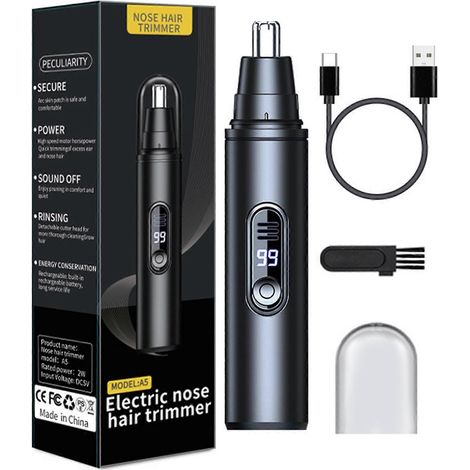 Tondeuse à poils de nez pour homme, lavable et multifonctionnelle, outil de taille des sourcils pour les poils du nez (1/4)