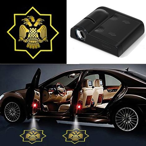 (3600LM-08)1 pièce Lampe de bienvenue lumineuse avec logo pour portière de voiture, projecteur laser universel sans fil, éclairage d'ambiance LED décoratif pour véhicule. (1/4)