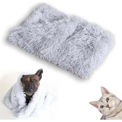 QAZQA Chien Couverture Moelleuse Chat Tapis Peluche Matelas Chiot Duveteux Coussin de Couchage Chaude Mat Polaire Double Face Blanket pour Animal Domestique Gris 78x54cm (1/5)