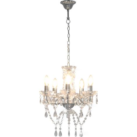Lustre avec perles de cristal Argenté Rond 5 x E14 CFW618392 (1/5)