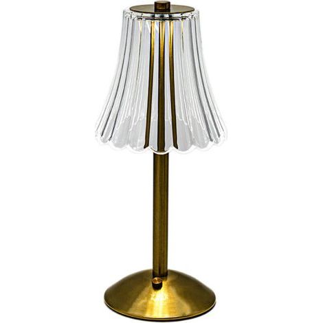Lampe de Table Sans Fil, Lampe de Chevet Tactile Dimmable, 3 Couleurs USB Rechargeable Lampe de Table LED Cristal pour Chambre, Chevet, Salon, Restaurant, Or (1/4)