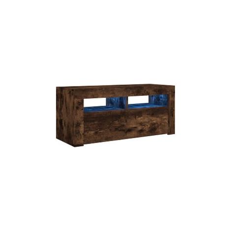 Meuble TV avec lumières LED Chêne fumé 90x35x40 (1/5)