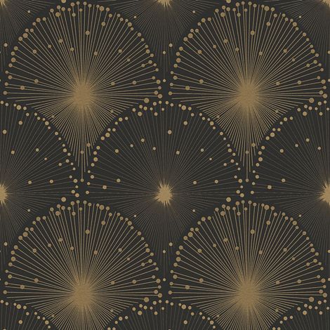 A.S. Creations – Papier peint art déco or et noir – Dimensions 53 cm x 10,05 m – Raccord droit – Facile à poser sans table à tapisser (1/8)