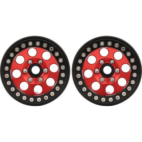 Stück 1,9 Zoll Radnaben aus Aluminiumlegierung ohne Klebstoff für RC-Autos, 8 runde Lochzubehörteile (schwarz rot) (1/5)
