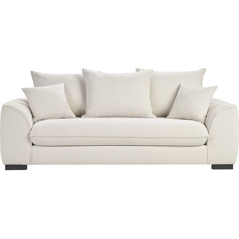 Schlafsofa mit 3 Sitzen in Beige Samtoptik mit 12 cm Matratze ARMAND